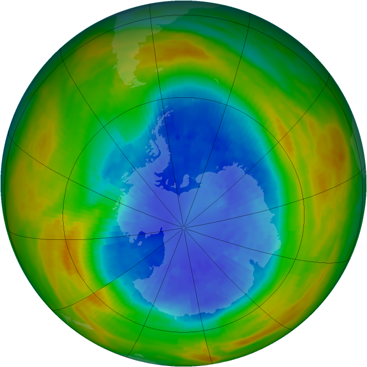 Antarctic ozone map for 15 September 1986